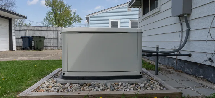 Whole home standby generator connected to the electrical service outside a Greers Ferry area home