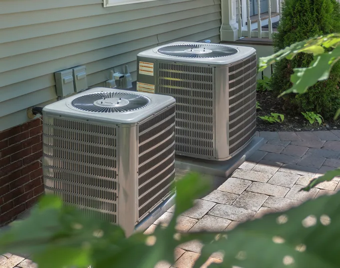 Central air conditioning condenser at a Greers Ferry Lake area home
