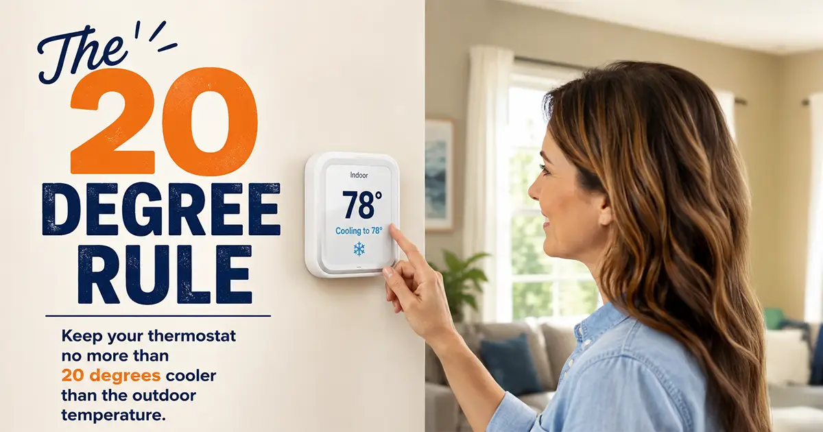 A housewife sets her thermostat based on the 20 degree rule.
